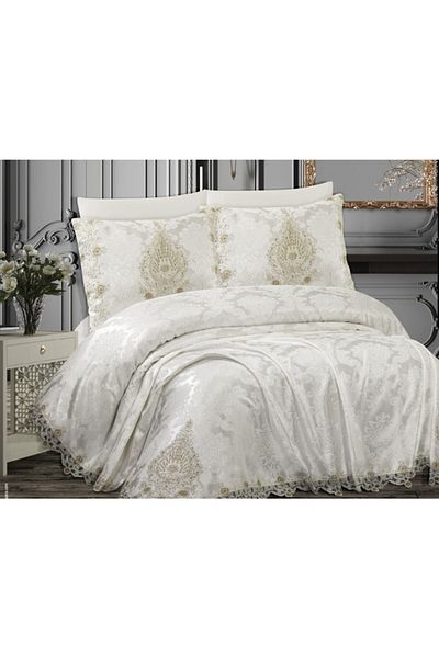 Çalışkan Çeyiz Evi Elegant Double Pique Set 6 Pieces Cream Gold