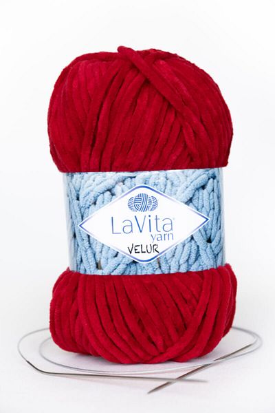 LaVita Yarn خيط تريكو يدوي من Velur Baby Velvet Amigurumi خيط تاكا (3017-أحمر)