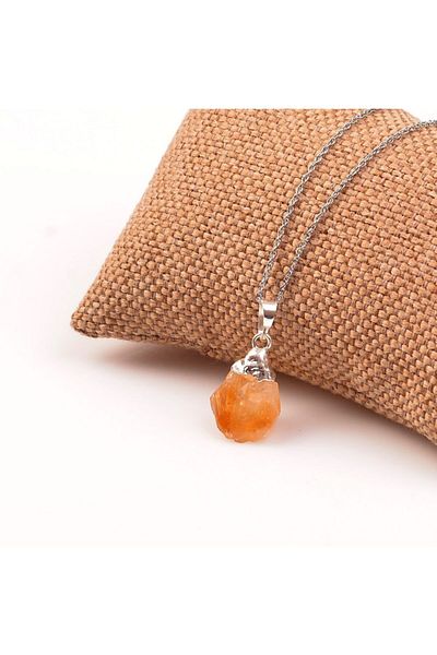 Taş Sandığı Citrine Raw Stone Necklace