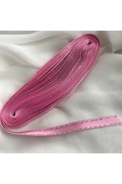 Bukle İplik Σατέν κορδέλα 1 εκ. Ασημί ροζ (10 Mt)