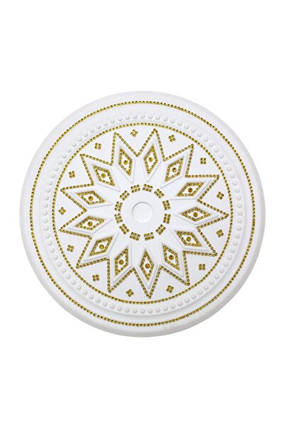 yeditepe osmanlı Taşlı Baklava Desenli Stropiyer Tavan Göbeği - 40 Cm - Altın...