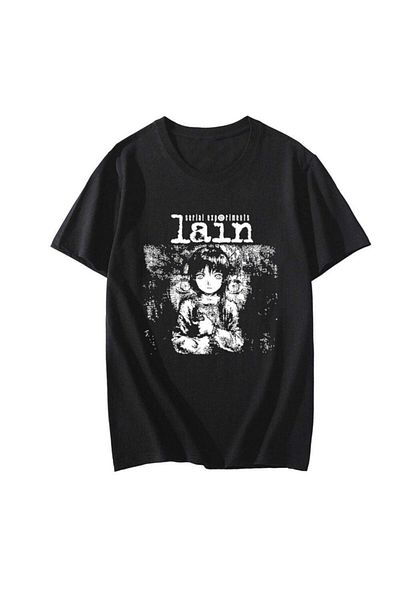 Köstebek T-shirt Anime Serial Experiments Lain Black (unisex).