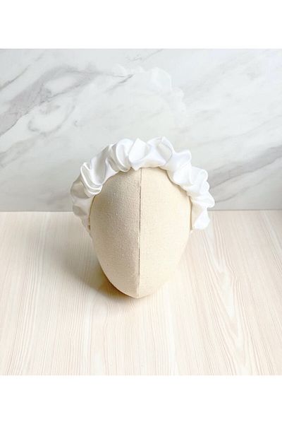 CSR AKSESUAR Bandana elastica pentru bebelusi din satin alb