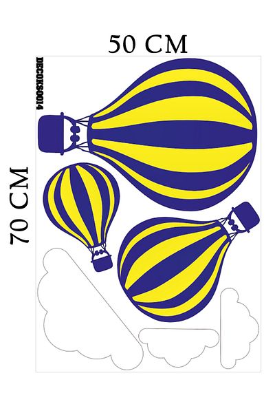 Tilki Dünyası Flying Balloon Yellow Navy Blue Fan Baby and Children's Room Decoration Sticker