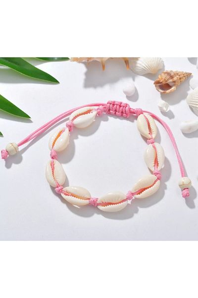 İPAR AKSESUAR Sea Shell Pink Stringed Macrame Halter Halter