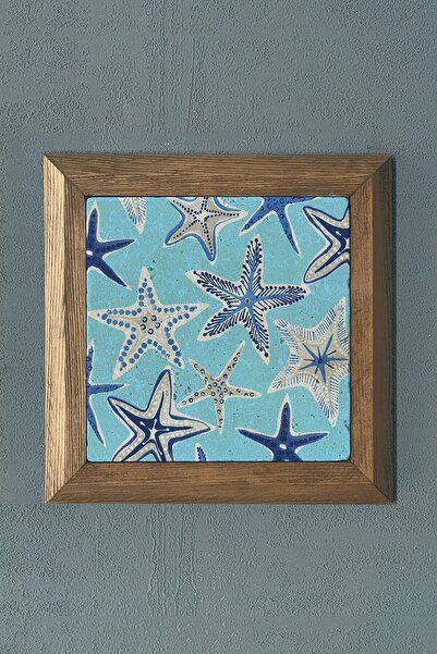 Solid Framed Natural Stone Table Board 28x28 Cm Starfish