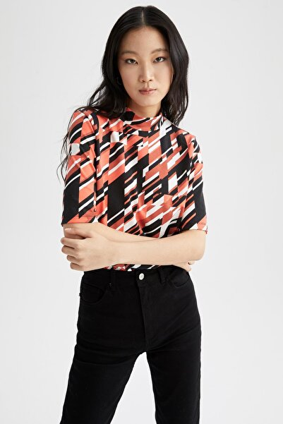 DeFacto Μπλουζάκι με κοντό μανίκι με ρετρό σχέδιο με λεπτή εφαρμογή