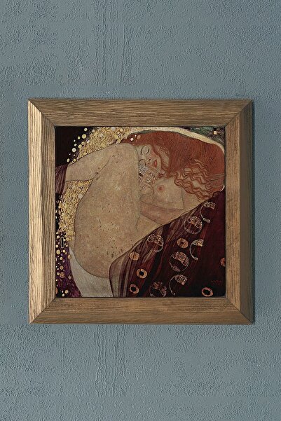 Oscar Stone Decor Masif Çerçeveli Doğaltaş Tablo Pano 28x28 Cm Gustav Klimt T...
