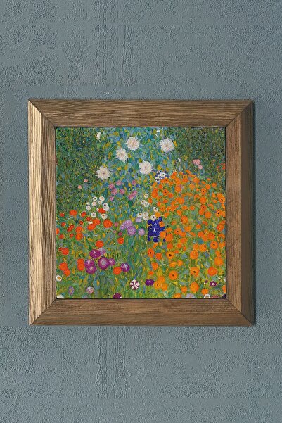 Oscar Stone Decor Masif Çerçeveli Doğaltaş Tablo Pano 28x28 cm Gustav Klimt T...