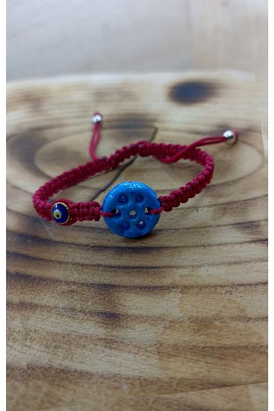 Nev Tasarım Syriac Seven Eyed Evil Eye Beaded Adjustable Bracelet