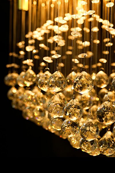 esenavize Modern Tasarım 70x30 Cm / 6 Duylu Lüx Model Misinalı Kristal Taşlı Dikdörtgen Avize