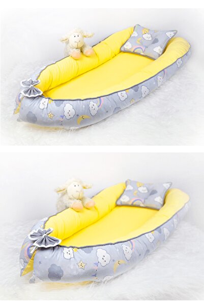 Babynest أصفر لطيف رمادي سحابة سرير منزل العنف السلع