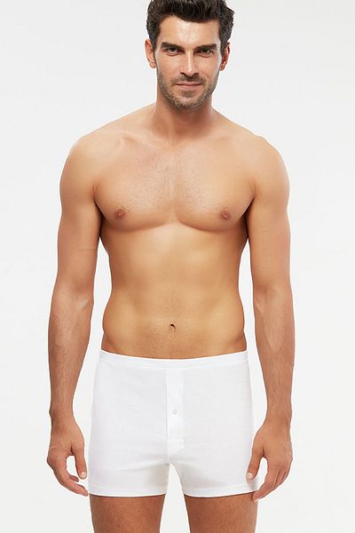Kom Ανδρικό λευκό χτενισμένο βαμβάκι - Basic Single Button Adrian Boxer Σετ 2 τεμαχίων