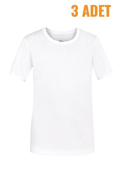 Şahin Men's White 3-Pack 100% Cotton Crew Neck Short Sleeve Undershirt Shn10010-3pcs