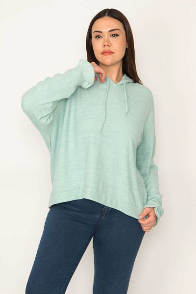 Şans Plus Size Sweatshirt - Turquoise - Oversize