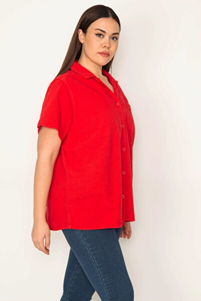 Şans Plus Size Shirt - Red - Relaxed fit