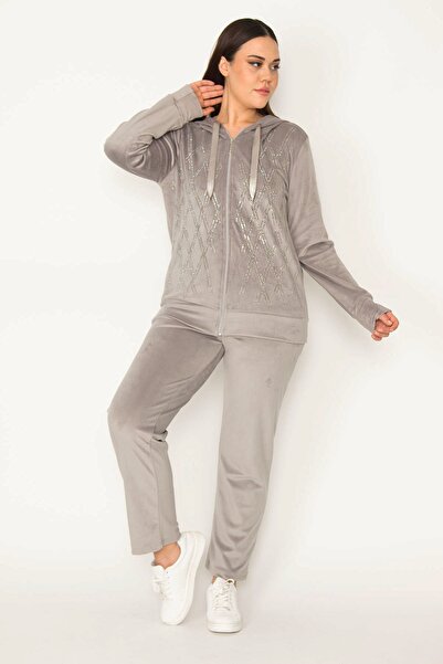 Şans Plus Size Sweatsuit Set - Gray - Regular