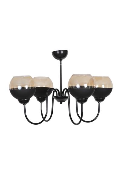 Vedemo 4'lü Camlı Siyah Avize