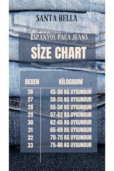 SANTA BELLA Ispanyol Paça Siyah Jean Ekstra Likra Yüksek Bel Uzun Bacak (toparlayıcı)
