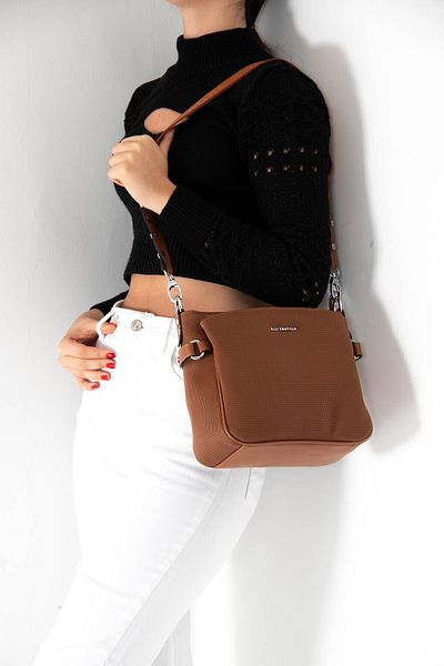 Silver Polo Geantă de damă, maro, cu trei compartimente, tip crossbody Sp884