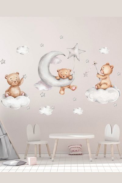 Piksel Grafik Care Bears Playing with Stars Wall Sticker Set