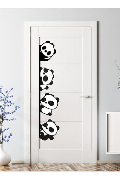 Piksel Grafik Cute Pandas Door – Cabinet Or Wall Sticker Set