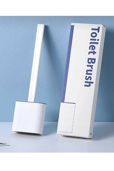 TRUSTMODA Antibacterial White Silicone Toilet Brush Bendable Silicone WC Toilet Bowl & Bathroom Brush