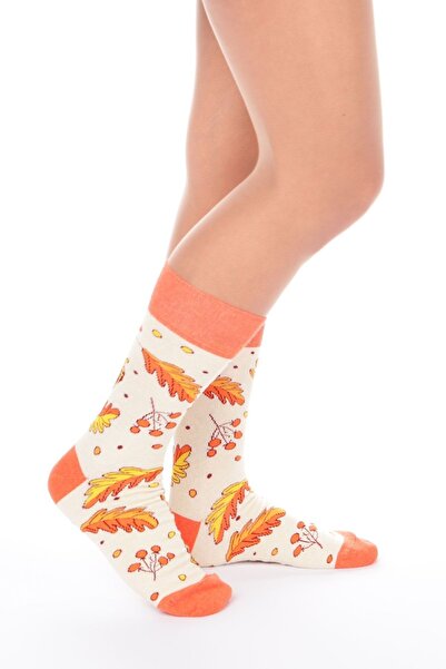 Esinti Κάλτσες με θέμα το φύλλο και το κλαδί - Πορτοκαλί