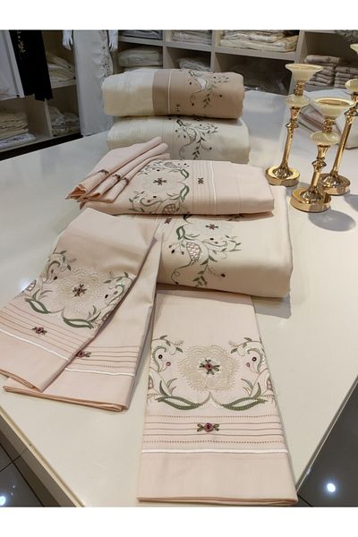 incisecrethome Our Handcrafted Needle Embroidered Rococo, Embroidered Pique and Duvet Cover Set is Composed of 7 Pieces