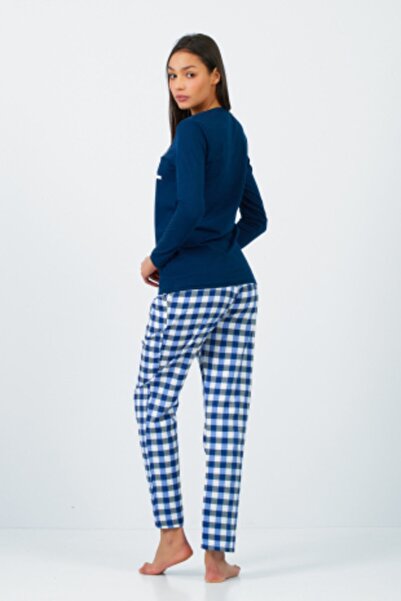 Moda Clubu Ekose Kadın Pijama Takımı ve Terlik