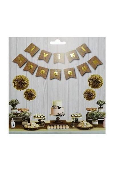 papercraft Χρόνια Πολλά Κείμενο Χρυσό σε Κραφτ