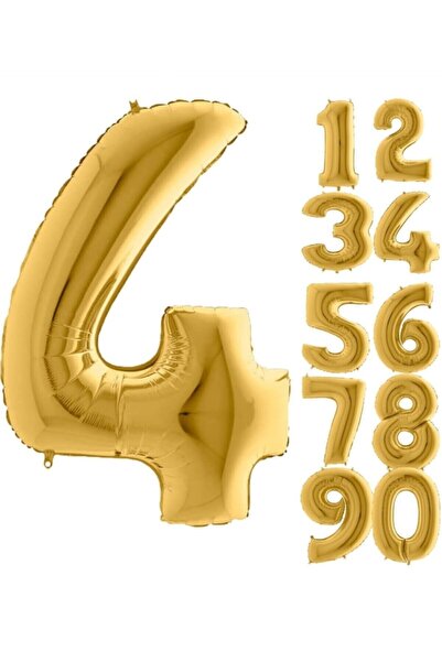 Şeker Adası 4 Years Number Foil Balloon Gold 100 Cm, Birthday, Birthday, Part...