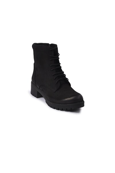 Daloğlu حذاء نسائي أسود من جلد نوبوك الأصلي 2680-1