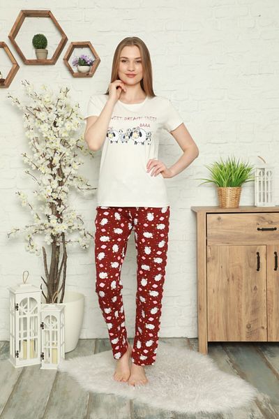 Semm Mix Set pijamale albe cu imprimeu Miel