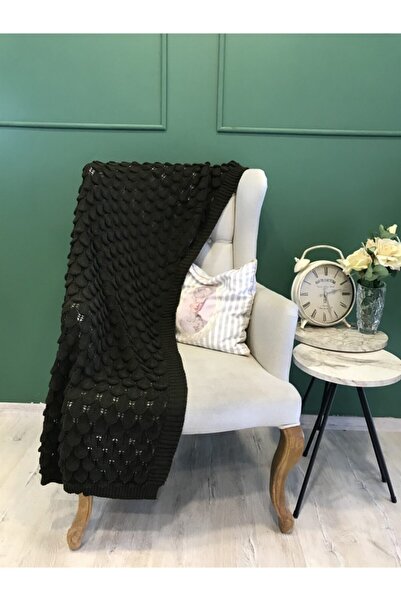 Ocean Openwork Khaki Knitwear Shoulder Shawl