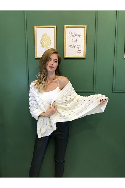 Ocean Openwork Cream Knitwear Shoulder Shawl