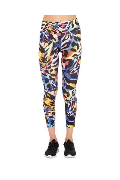 MAKROM Women's Black Colored Zebra Patterned High Waist Tightening Sports & Classic Leggings