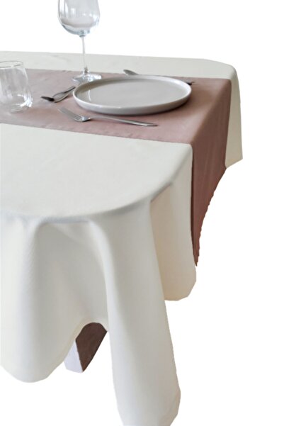 Inorien مفرش طاولة من القماش بلون سادة