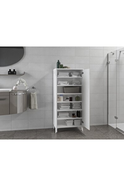 Baby Darling Beyaz Mdf Alboran 7 Bölmeli Çok Amaçlı Banyo Dolabı