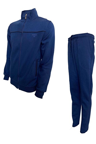 Yiğit Collection Erkek Simenti Klasik Kesim Büyük Beden Femuarlı 3 Iplik Eşofman Takım