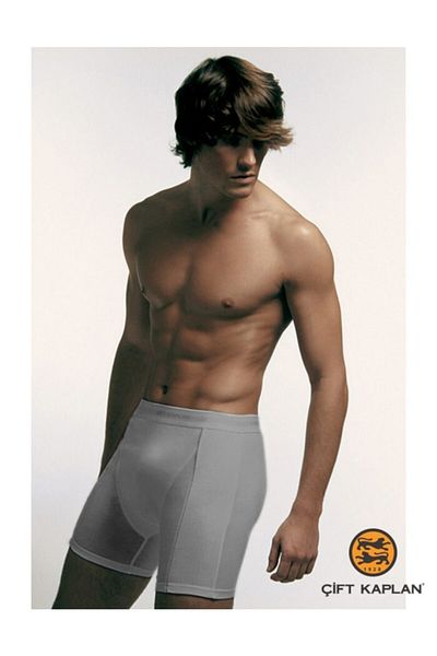 Çift Kaplan Men's Gray 3-Piece Elastane Piping Long Boxer 855
