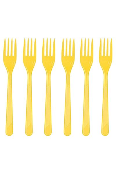 Partimarka Yellow Plastic Fork 25 Pieces