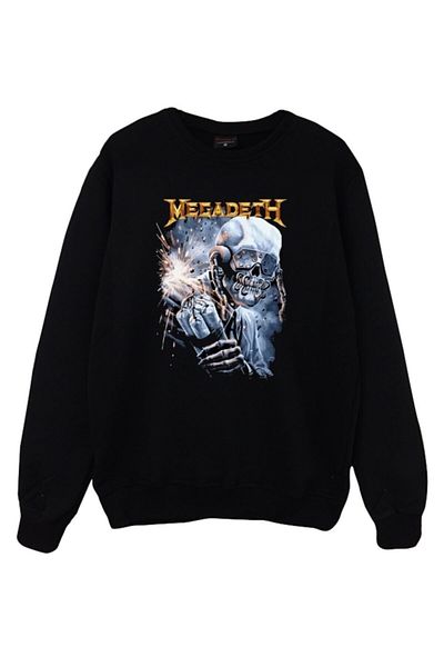 fame-stoned Унисекс черен суитшърт с принт Megadeth