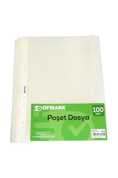 Umur Kırtasiye Ofmark A4 Standard Perforated Transparent Bag File 100 Pack