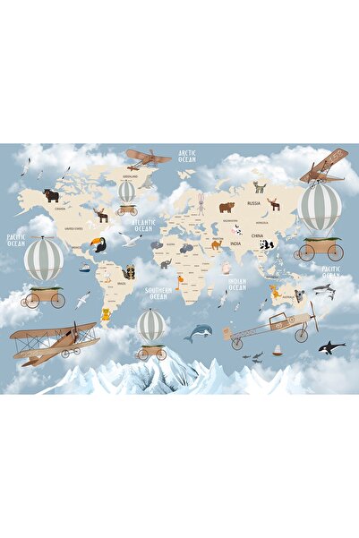 Genel Markalar Çocuk Harita 3d Poster - 3 Boyutlu Tek Parça Duvar Kağıdı