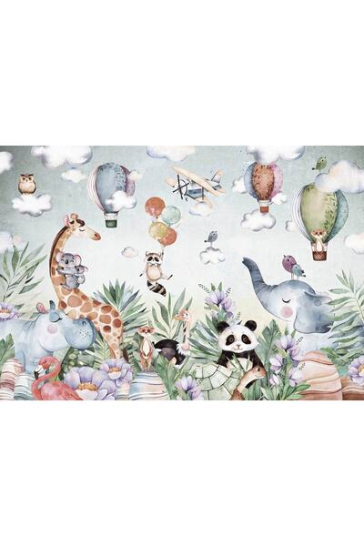 OrhunStore Çocuk Hayvan 3d Poster - 3 Boyutlu Tek Parça Duvar Kağıdı