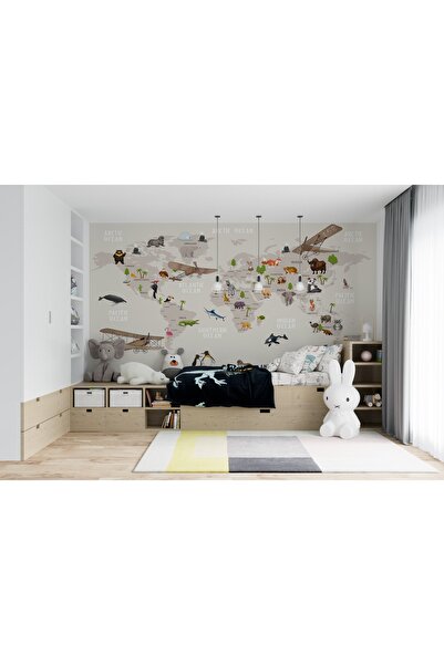 OrhunStore Çocuk Harita 3d Poster - 3 Boyutlu Tek Parça Duvar Kağıdı