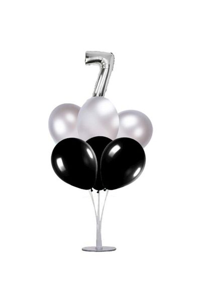 Şeker Adası 7 Years Old Number Foil Balloon Gold Gold 40 Cm, Balloon Stand, 6 Balloons, Birthday, Anniversary, Party