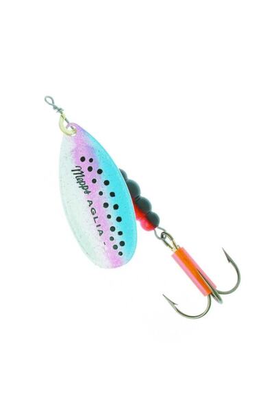 MEPPS Linguriță rotativă pentru pescuit, cu pete curcubeu albastru-roz, nr. 5...