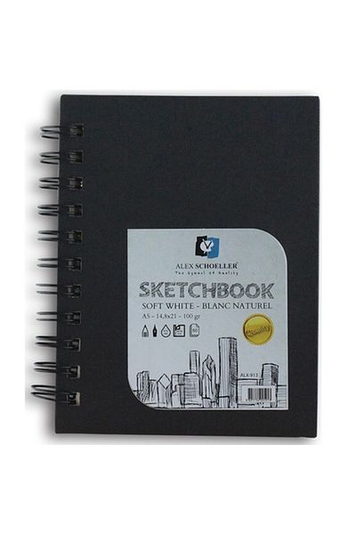 Pebeo Alex Schoeller A5 60 Sheets Black Notebook with Spiral